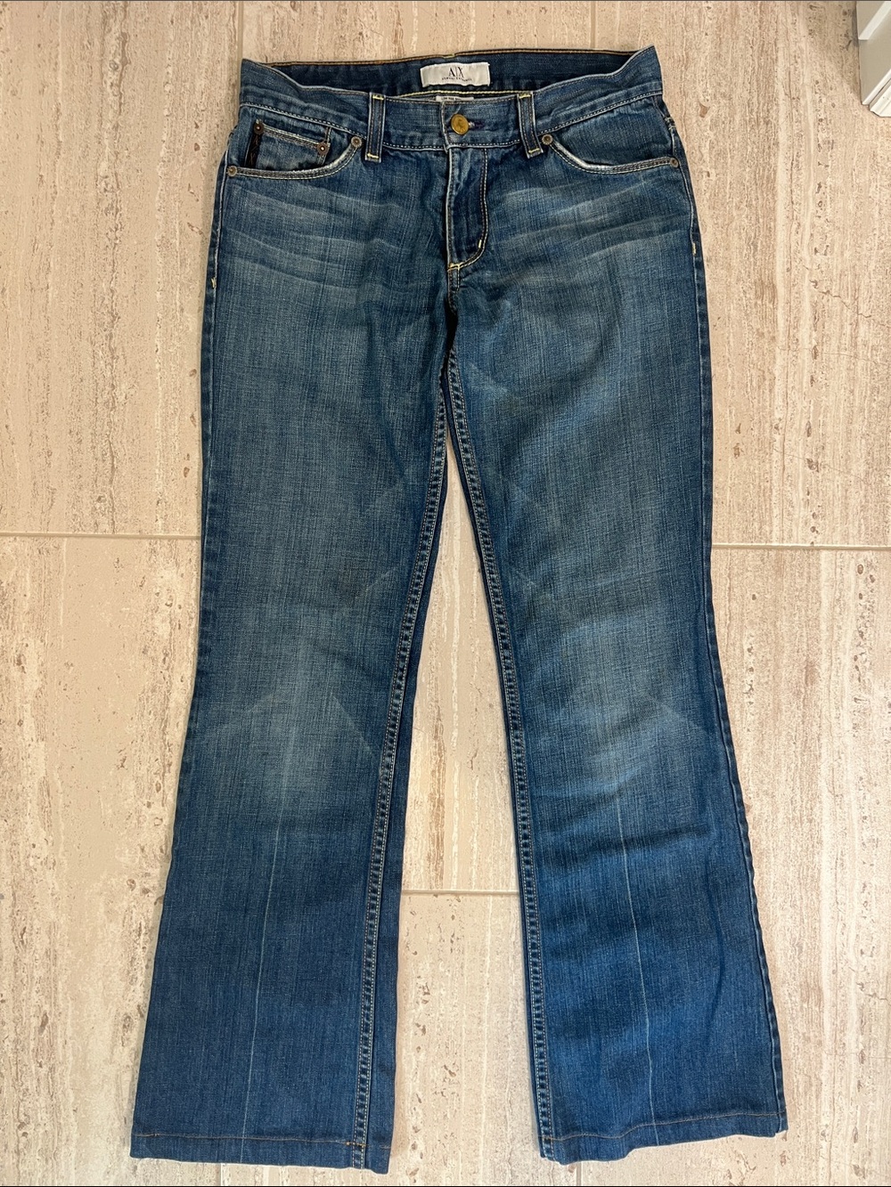 Armani Exchange Women's Faded Blue Flare Jeans